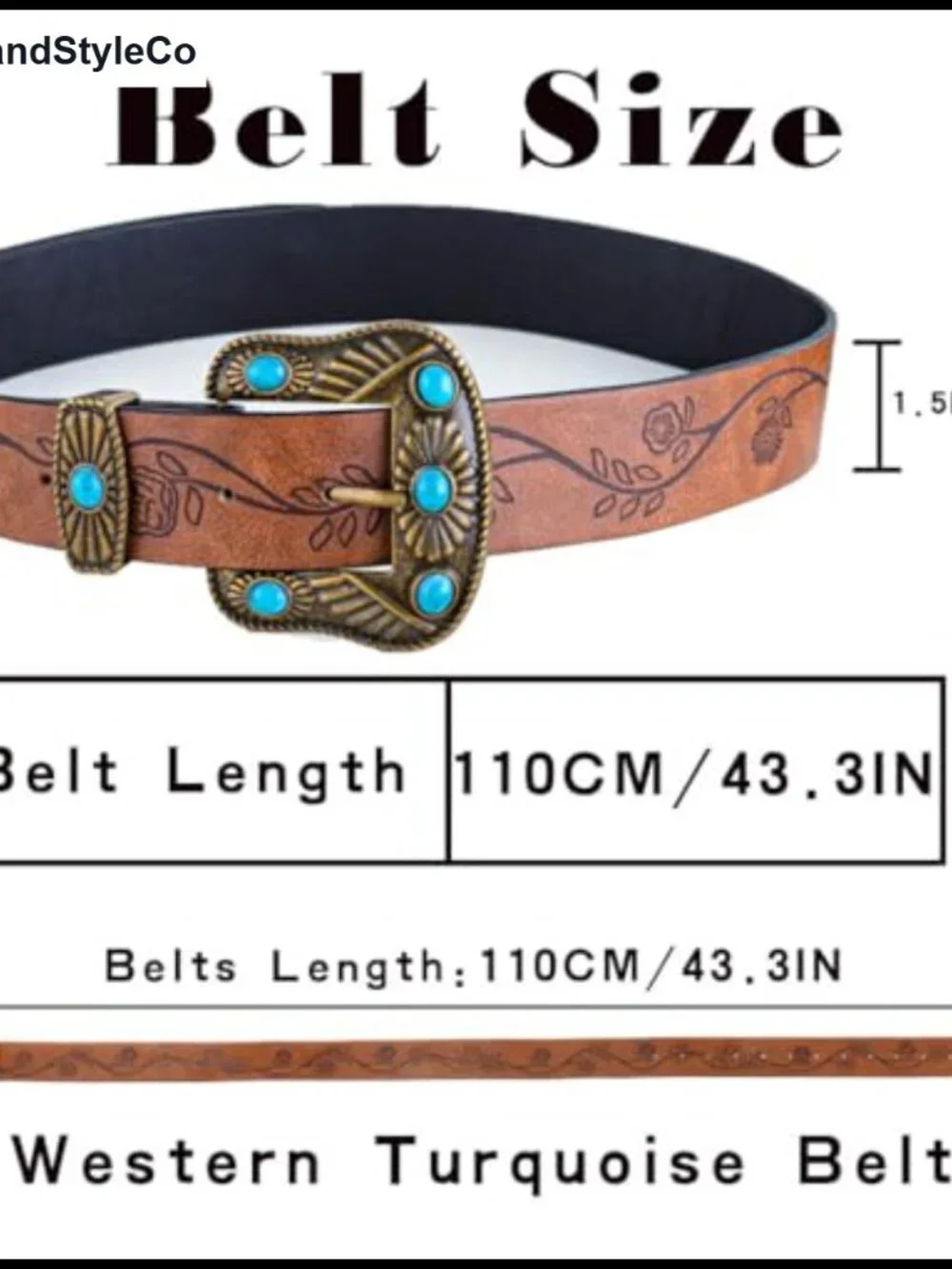 Women's Turquoise Cowgirl Belt PU Leather Western Embossed